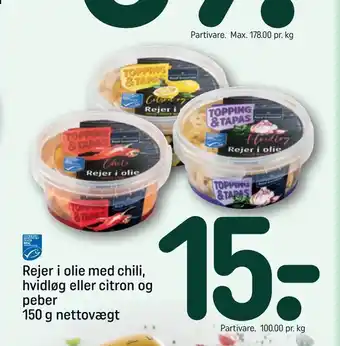 REMA 1000 Rejer i olie med chili, hvidløg eller citron og peber tilbud