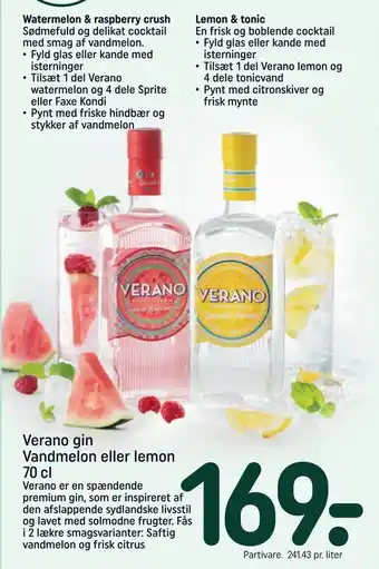 REMA 1000 Verano gin Vandmelon eller lemon tilbud