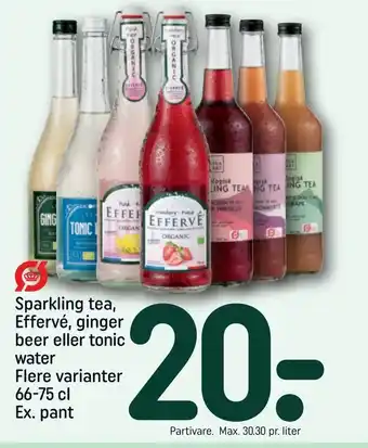 REMA 1000 Sparkling tea, Effervé, ginger beer eller tonic water tilbud