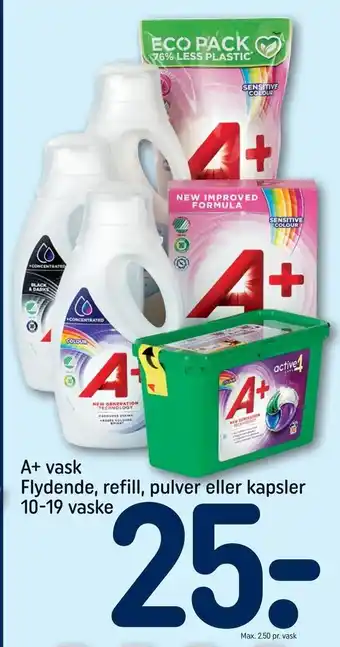 REMA 1000 A+ vask Flydende, refill, pulver eller kapsler tilbud