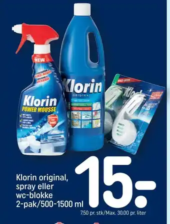 REMA 1000 Klorin original, spray eller wc-blokke tilbud