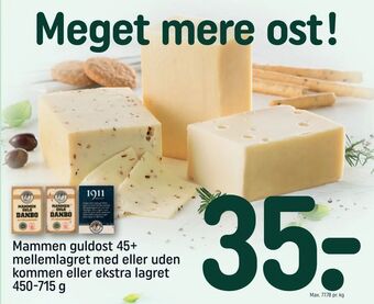 REMA 1000 Mammen guldost 45+ mellemlagret med eller uden kommen eller ekstra lagret tilbud