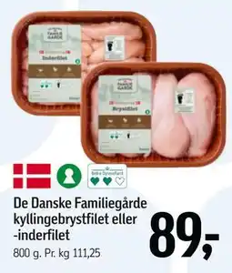 Føtex De Danske Familiegårde kyllingebrystfilet eller -inderfilet tilbud