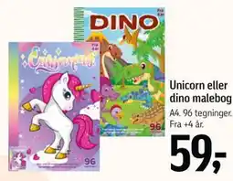 Føtex Unicorn eller dino malebog tilbud