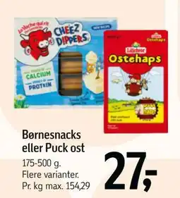 Føtex Børnesnacks eller Puck ost tilbud