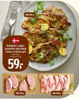 Føtex Koteletter, nakkekoteletter eller flæsk i skiver af dansk gris tilbud