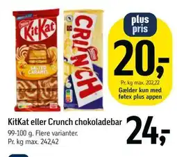Føtex KitKat eller Crunch chokoladebar tilbud