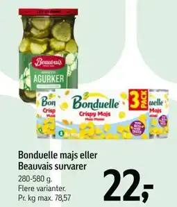 Føtex Bonduelle majs eller Beauvais survarer tilbud