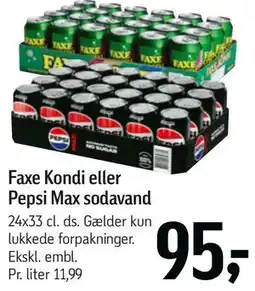 Føtex Faxe Kondi eller Pepsi Max sodavand tilbud