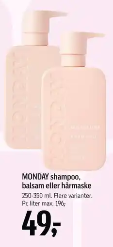 Føtex MONDAY shampoo, balsam eller hårmaske tilbud
