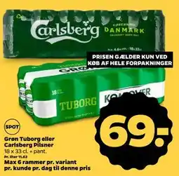 Netto Grøn Tuborg eller Carlsberg Pilsner tilbud