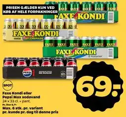 Netto Faxe Kondi eller Pepsi Max sodavand tilbud