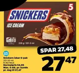 Netto Snickers isbar 5-pak tilbud