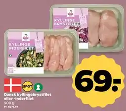 Netto Dansk kyllingebrystfilet eller -inderfilet tilbud