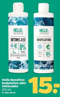 Netto Hello Sensitive bodylotion eller intimsæbe tilbud