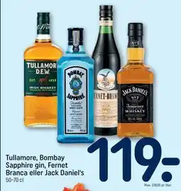 REMA 1000 Tullamore, Bombay Sapphire gin, Fernet Branca eller Jack Daniel's tilbud