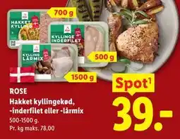 Lidl ROSE Hakket kyllingekød, -inderfilet eller -lårmix tilbud