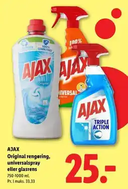 Lidl AJAX Original rengøring, universalspray eller glasrens tilbud