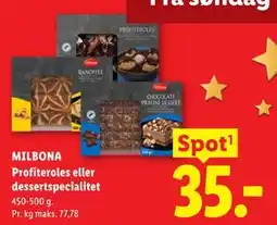 Lidl MILBONA Profiteroles eller dessertspecialitet tilbud