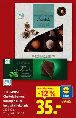 Lidl J. D. GROSS Chokolade med mintfyld eller belgisk chokolade, App-pris tilbud
