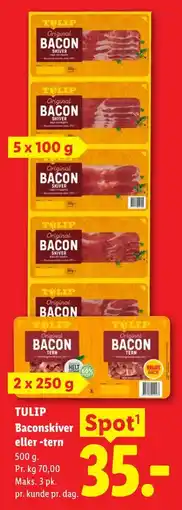 Lidl TULIP Baconskiver eller -tern tilbud