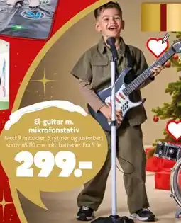 Fætter BR El-guitar m. mikrofonstativ tilbud