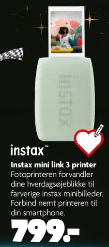 Fætter BR Instax mini link 3 printer tilbud