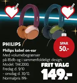 Fætter BR Philips kabel on-ear tilbud