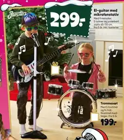 Bilka El-guitar med mikrofonstativ tilbud