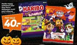 Bilka Haribo happy halloween eller Paw Patrol Halloween multi pack slikpose tilbud