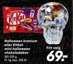 Bilka Halloween kranium eller Kitkat mini halloween chokoladebar tilbud