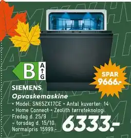 Bilka SIEMENS Opvaskemaskine tilbud