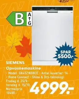 Bilka SIEMENS Opvaskemaskine tilbud