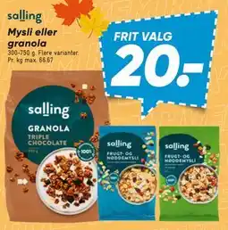 Bilka salling Mysli eller granola tilbud