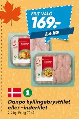 Bilka Danpo kyllingebrystfilet eller -inderfilet tilbud