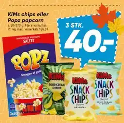 Bilka KiMs chips eller Popz popcorn tilbud