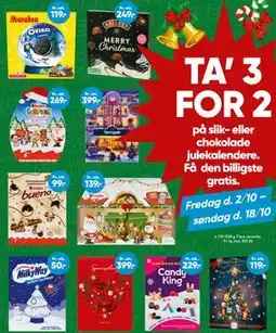Bilka TA' 3 FOR 2 på slik- eller chokolade julekalendere tilbud