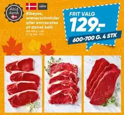 Bilka Ribeyes, wienerschnitzler eller entrecotes af dansk kalv tilbud