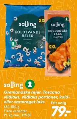 Bilka Grønlandske rejer, Toscana vildlaks, vildlaks portioner, kold- eller varmrøget laks tilbud