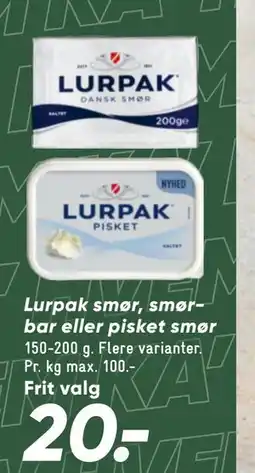 Bilka Lurpak smør, smørbar eller pisket smør tilbud