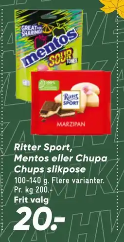 Bilka Ritter Sport, Mentos eller Chupa Chups slikpose tilbud