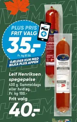 Bilka Leif Henriksen spegepølse tilbud