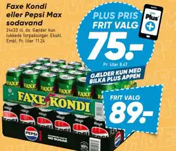 Bilka Faxe Kondi eller Pepsi Max sodavand tilbud