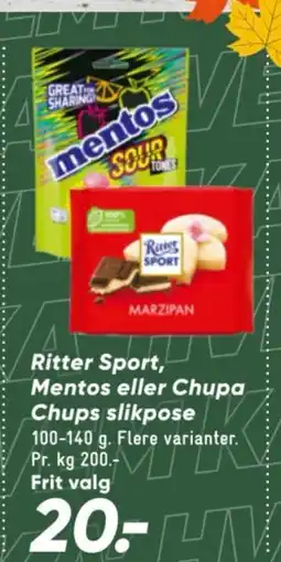 Bilka Ritter Sport, Mentos eller Chupa Chups slikpose tilbud