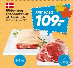 Bilka Ribbensteg eller nakkefilet af dansk gris tilbud