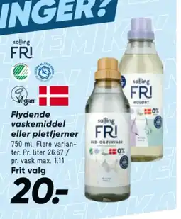 Bilka salling FRI Vegan Flydende vaskemiddel eller pletfjerner FRI tilbud