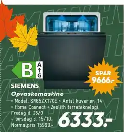 Bilka SIEMENS Opvaskemaskine tilbud