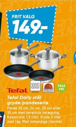 Bilka Tefal Daily stål gryde/pandeserie tilbud