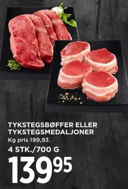 MENY Tykstegsbøffer eller tykstegsmedaljoner tilbud