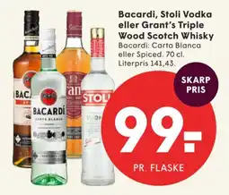 SPAR Bacardi Stoli Vodka Grant's Triple Wood Scotch Whisky tilbud